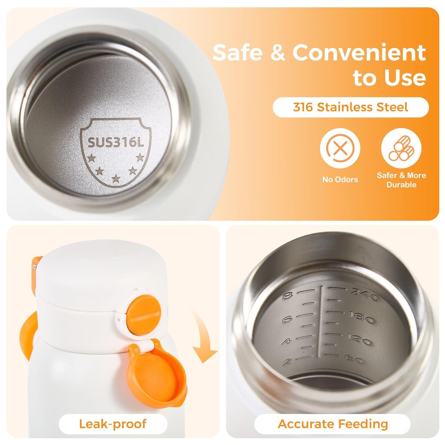 ortable Bottle Warmer for Travel, 2-Minute Fast Heating 4-Level Precise Temperature Control 12oz Large Capacity Baby Milk Warmer