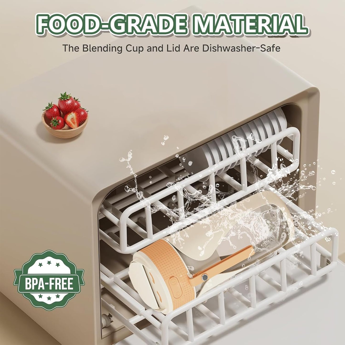 Portable Blender Cup- 450ml Multi-Function Blender with Ice-Crushing,Strong Cutting Power with 6 Blades