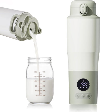 Portable Bottle Warmer for Travel – 15oz 316 Stainless Steel, 16000mAh Battery, Fast Heating & Precise Temp Control, Car Cup Fit, Long Battery Life