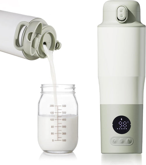 Portable Bottle Warmer for Travel – 15oz 316 Stainless Steel, 16000mAh Battery, Fast Heating & Precise Temp Control, Car Cup Fit, Long Battery Life