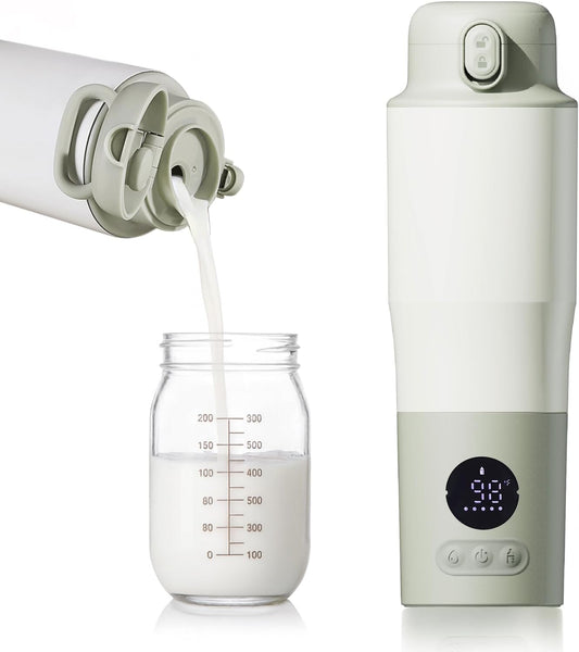 Portable Bottle Warmer for Travel – 15oz 316 Stainless Steel, 16000mAh Battery, Fast Heating & Precise Temp Control, Car Cup Fit, Long Battery Life