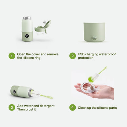 Portable Bottle Warmer for Travel, 2-Min Fast Heating Baby Bottle Warmer,12.8oz Formula Container to Go for Breastmilk