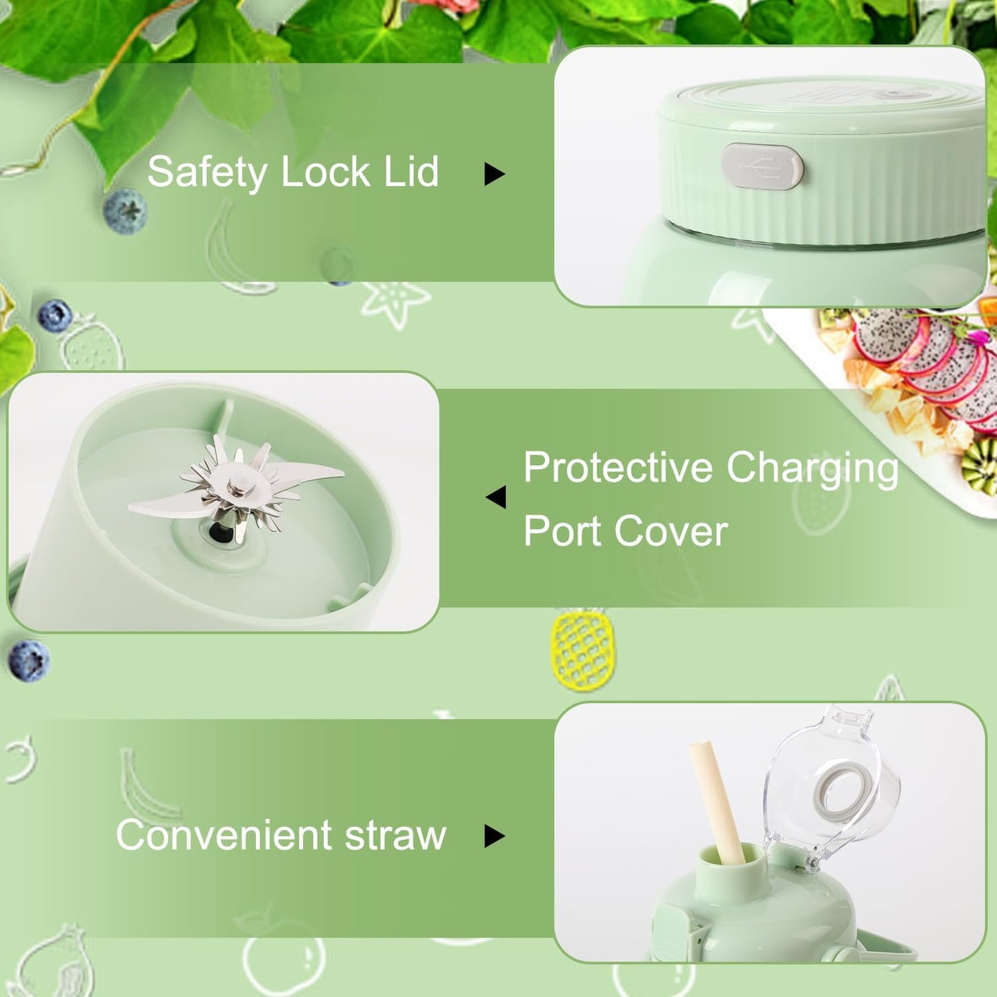 Portable Blender for Smoothies, Personal Size Juicer Blender for Small Fruit, Electric Citrus Juicer