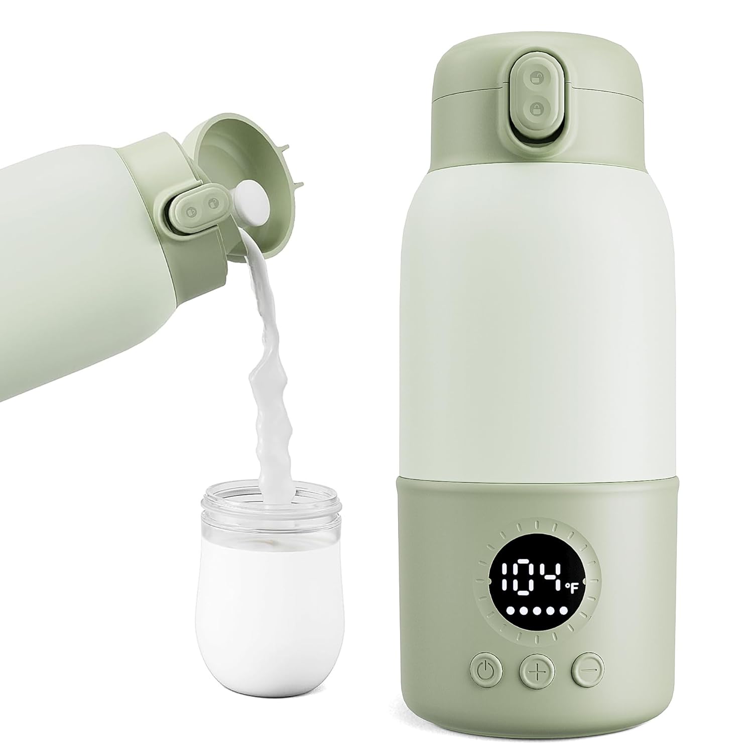 Portable Bottle Warmer for Travel, 2-Min Fast Heating Baby Bottle Warmer,12.8oz Formula Container to Go for Breastmilk