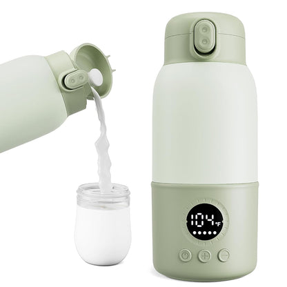 Portable Bottle Warmer for Travel, 2-Min Fast Heating Baby Bottle Warmer,12.8oz Formula Container to Go for Breastmilk