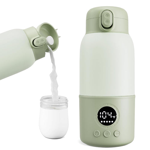 Portable Bottle Warmer for Travel, 2-Min Fast Heating Baby Bottle Warmer,12.8oz Formula Container to Go for Breastmilk