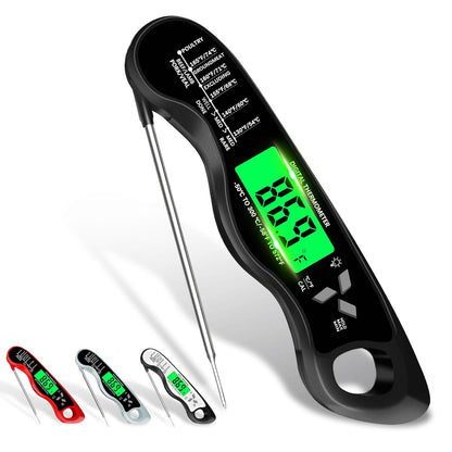 Meat Thermometer Digital，IP67 Waterproof Cooking Thermometer with Backlight, Calibration & Hold Function