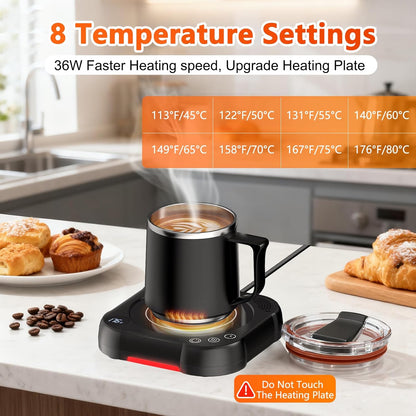 Coffee Mug Warmer & Cup Set - Desk Coffee Cup Warmer for Office/Home with 8-Temp Fast Heating (176℉ Max), Auto Shut Off