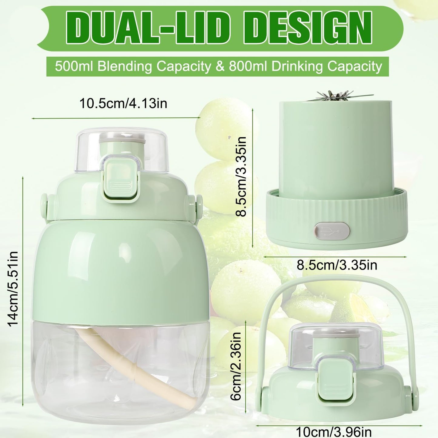 Portable Blender for Smoothies, Personal Size Juicer Blender for Small Fruit, Electric Citrus Juicer