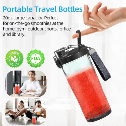 Portable Blender 20oz Vessel, Cordless Personal Size Blender for Shakes and Smoothies with 6 Blade Small Blender