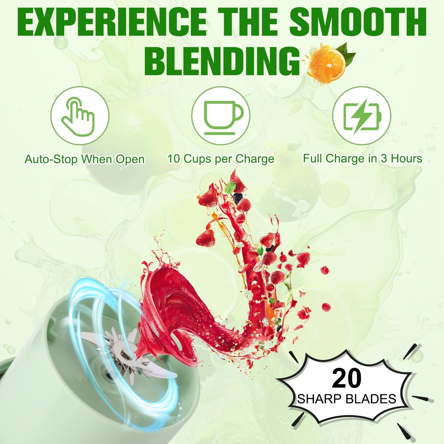 Portable Blender for Smoothies, Personal Size Juicer Blender for Small Fruit, Electric Citrus Juicer