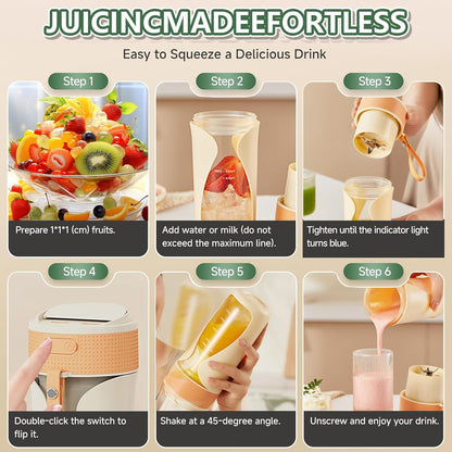 Portable Blender Cup- 450ml Multi-Function Blender with Ice-Crushing,Strong Cutting Power with 6 Blades