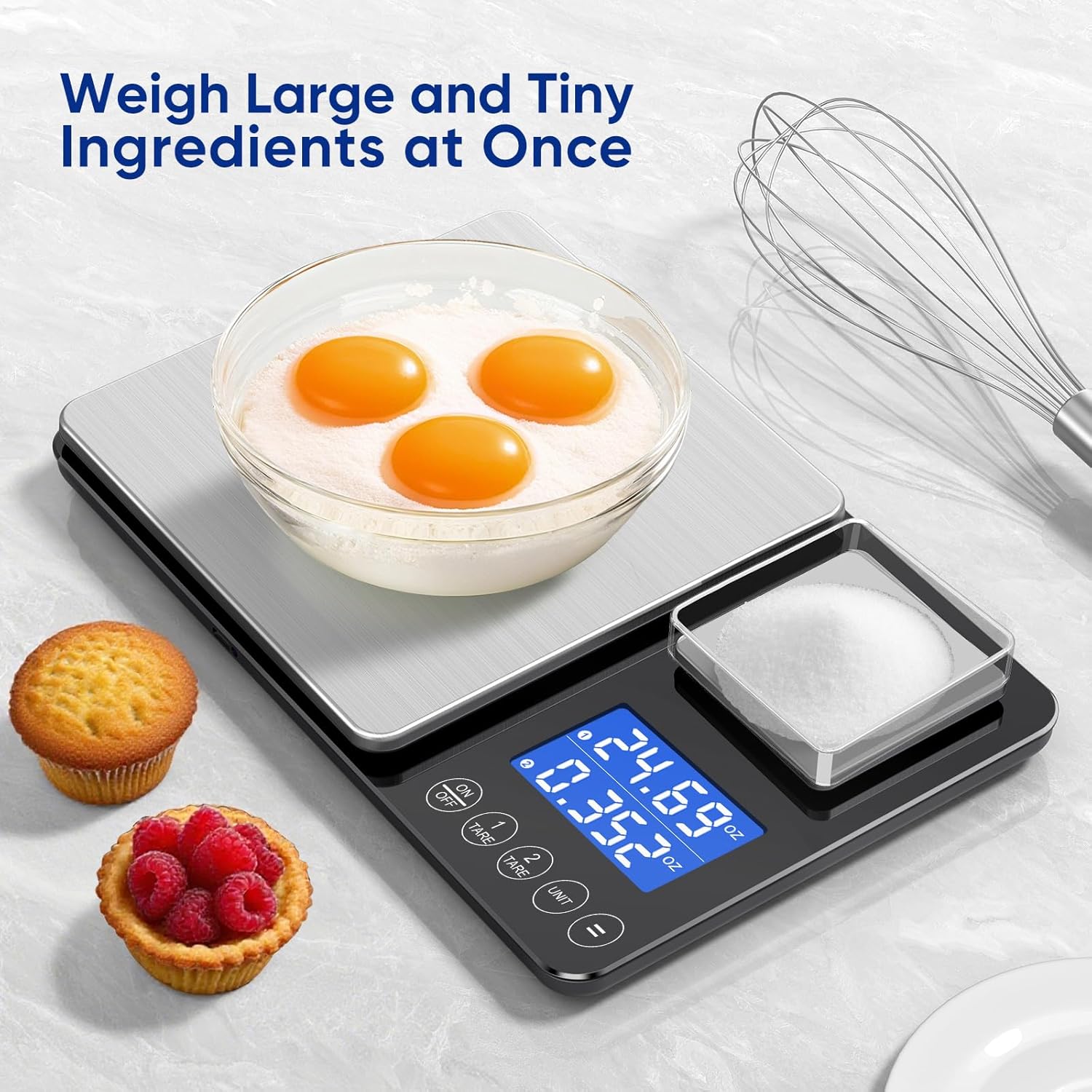 Dual Platform Food Kitchen Scale with 0.01g/0.001oz High Precision, 15kg/33lb Bakery Scale