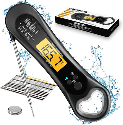 Digital Meat Thermometer for Cooking, Biison Wireless Instant Read Meat Thermometer Waterproof, Backlight