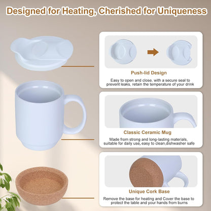 offee Mug Warmer & Mug Set for Desk, Electric Coffee Cup Warmer with Ceramic Mug, Smart Heated Coffee Mug with Auto Shut Off