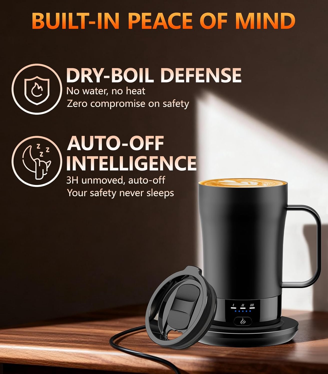 Self-Heating Coffee Mug, 14oz Heated Coffee Mug Rechargeable - Temperature Control Cup Keep Drinks Hot