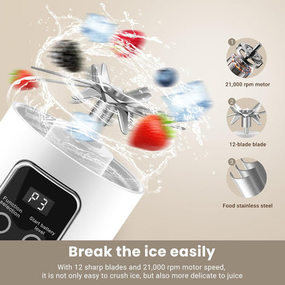 Portable Blender Personal Electric USB，500ML Portable juicer Shakes and Smoothies Blender，Small Blenders