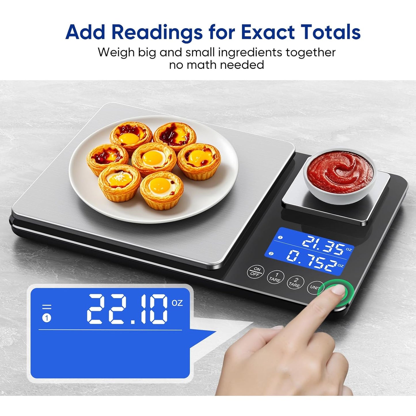 Dual Platform Food Kitchen Scale with 0.01g/0.001oz High Precision, 15kg/33lb Bakery Scale