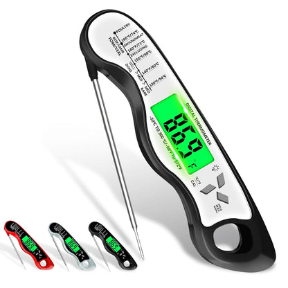 Meat Thermometer Digital，IP67 Waterproof Cooking Thermometer with Backlight, Calibration & Hold Function
