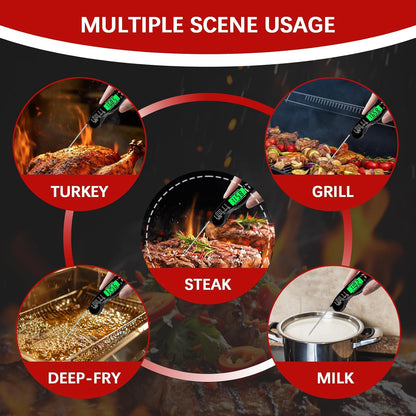 Meat Thermometer Digital，IP67 Waterproof Cooking Thermometer with Backlight, Calibration & Hold Function