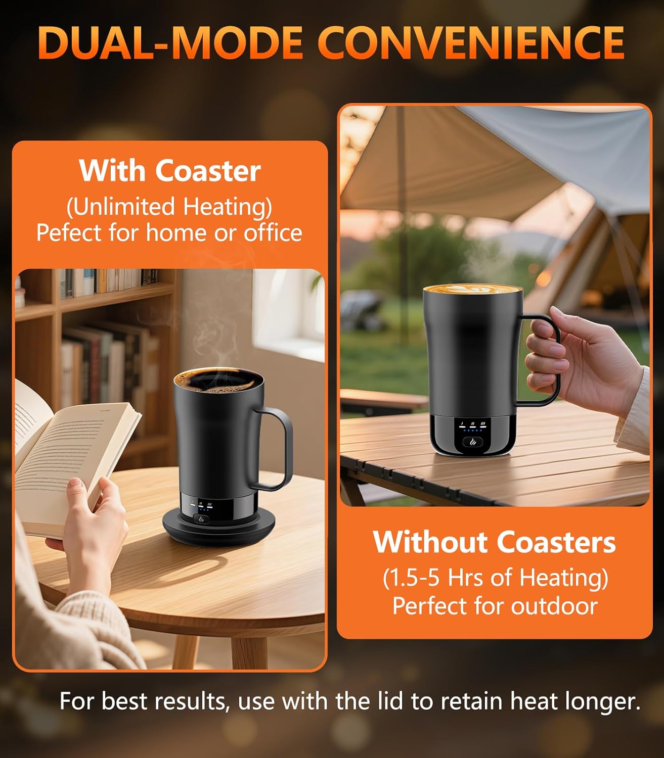 Self-Heating Coffee Mug, 14oz Heated Coffee Mug Rechargeable - Temperature Control Cup Keep Drinks Hot