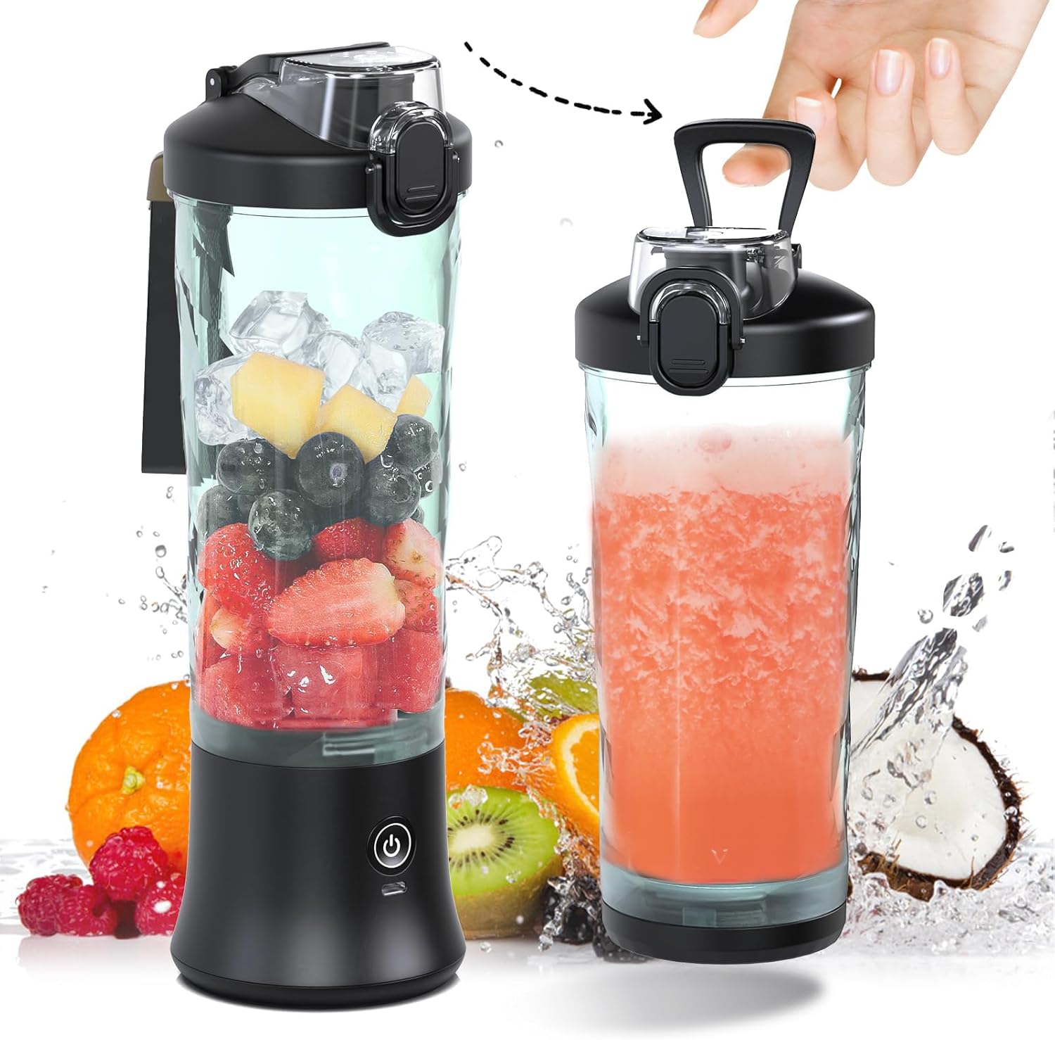 Portable Blender 20oz Vessel, Cordless Personal Size Blender for Shakes and Smoothies with 6 Blade Small Blender