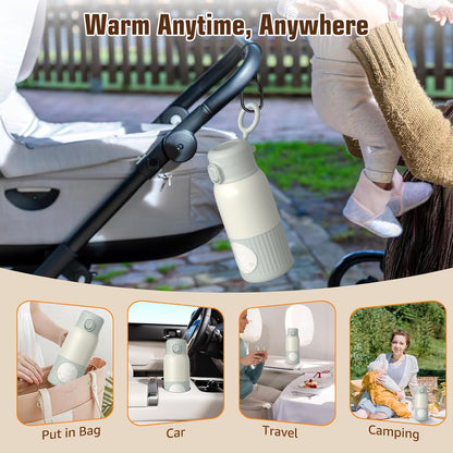 Portable Bottle Warmer for Breast Milk,Formula or Water 13oz Large Capacity,100W Power Fast Warming & Precise Temp Control