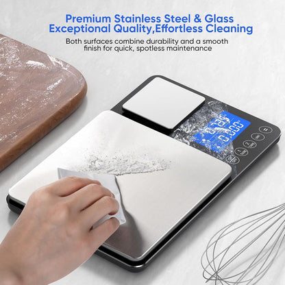 Dual Platform Food Kitchen Scale with 0.01g/0.001oz High Precision, 15kg/33lb Bakery Scale