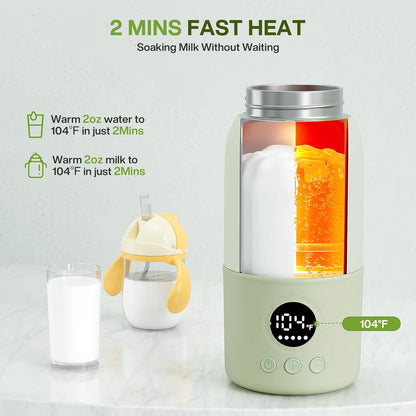 Portable Bottle Warmer for Travel, 2-Min Fast Heating Baby Bottle Warmer,12.8oz Formula Container to Go for Breastmilk