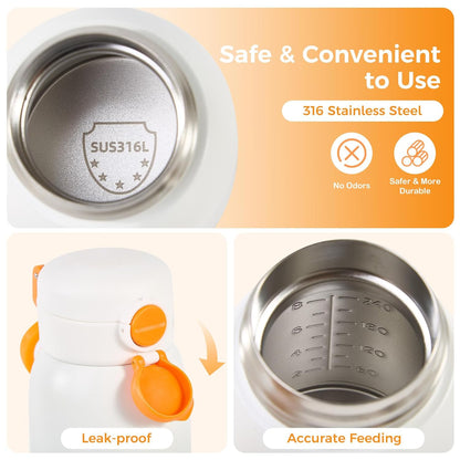 ortable Bottle Warmer for Travel, 2-Minute Fast Heating 4-Level Precise Temperature Control 12oz Large Capacity Baby Milk Warmer