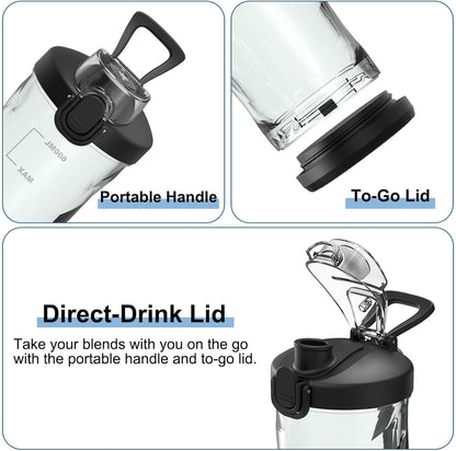 Portable Blender 20oz Vessel, Cordless Personal Size Blender for Shakes and Smoothies with 6 Blade Small Blender