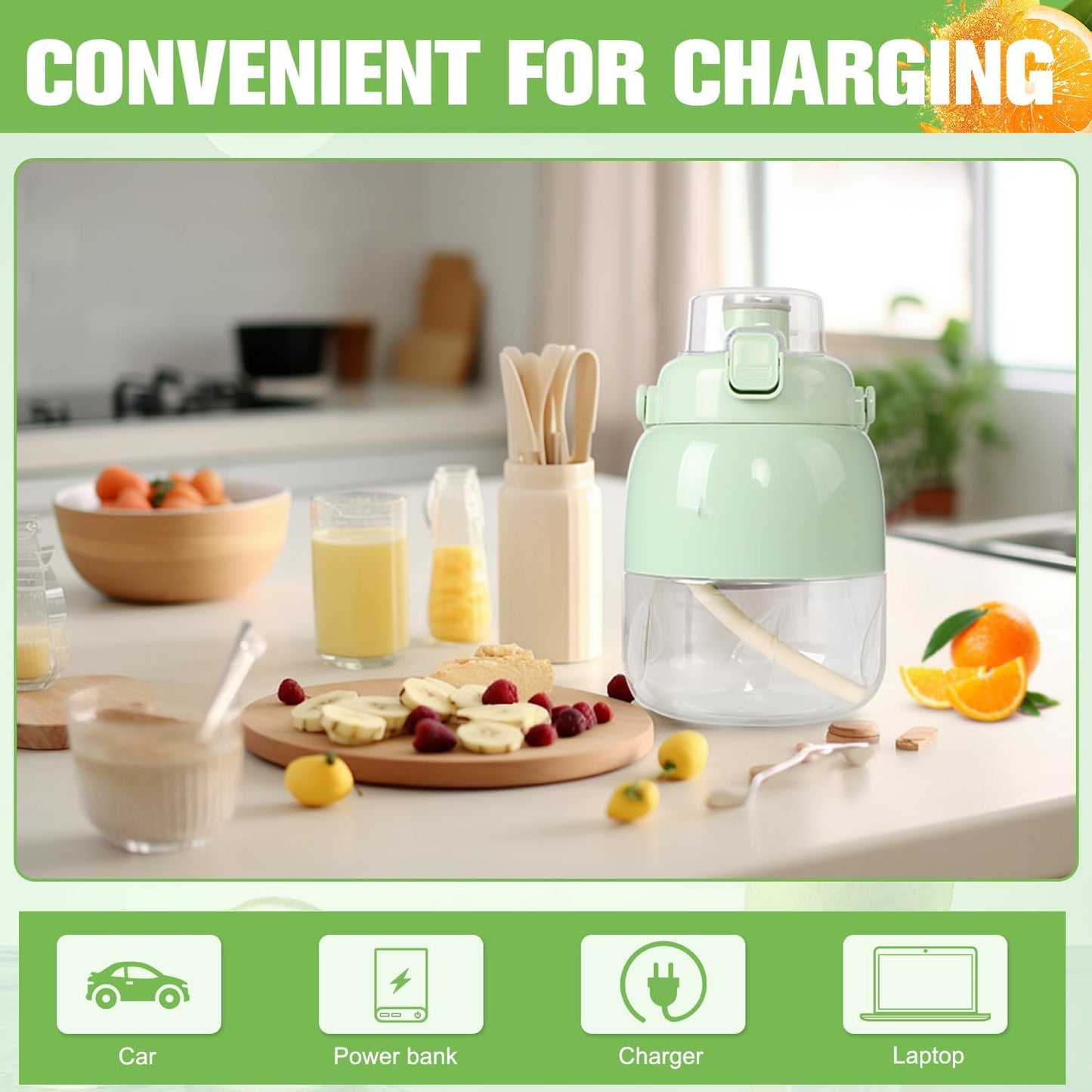 Portable Blender for Smoothies, Personal Size Juicer Blender for Small Fruit, Electric Citrus Juicer