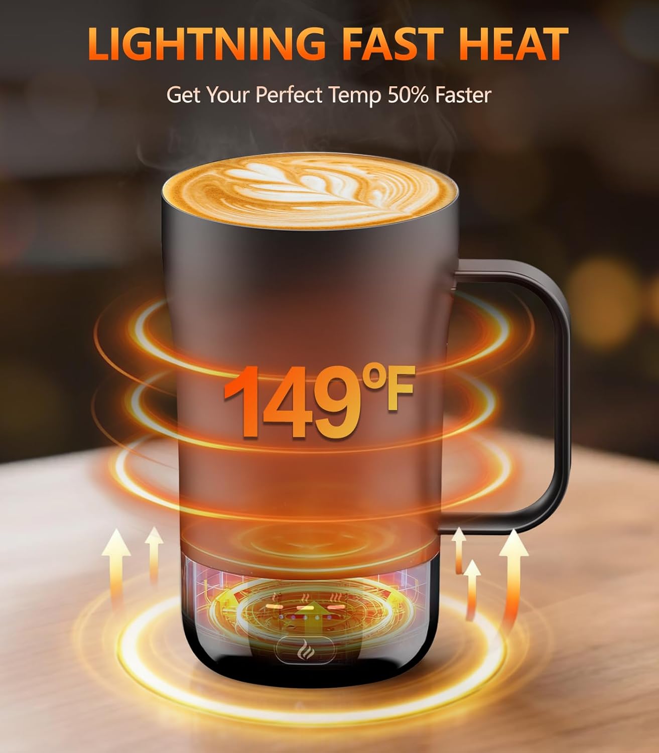 Self-Heating Coffee Mug, 14oz Heated Coffee Mug Rechargeable - Temperature Control Cup Keep Drinks Hot