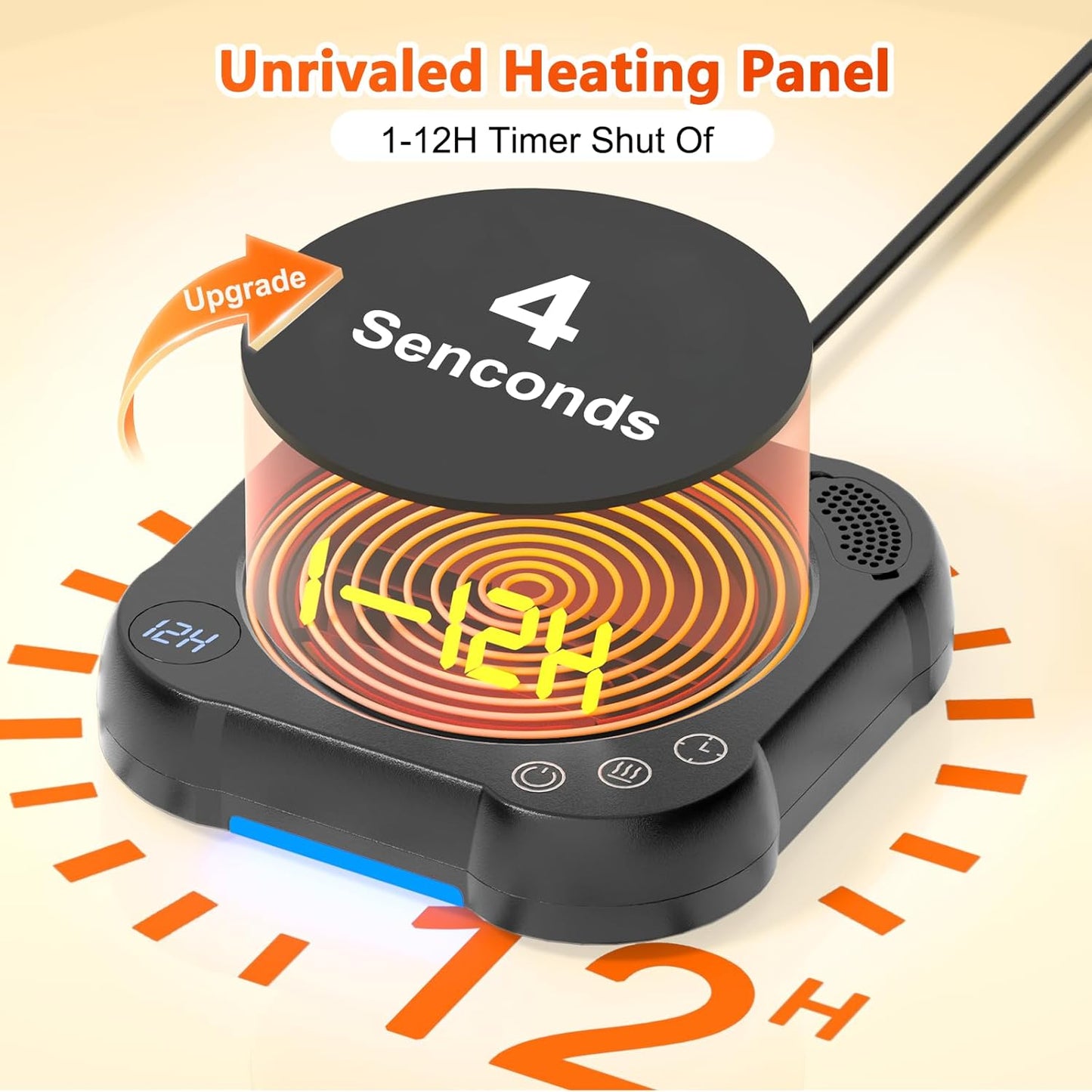 Coffee Mug Warmer & Cup Set - Desk Coffee Cup Warmer for Office/Home with 8-Temp Fast Heating (176℉ Max), Auto Shut Off