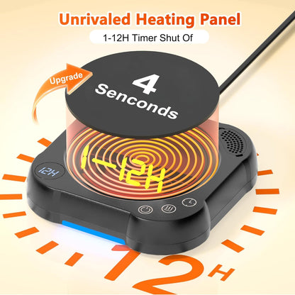 Coffee Mug Warmer & Cup Set - Desk Coffee Cup Warmer for Office/Home with 8-Temp Fast Heating (176℉ Max), Auto Shut Off