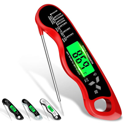 Meat Thermometer Digital，IP67 Waterproof Cooking Thermometer with Backlight, Calibration & Hold Function