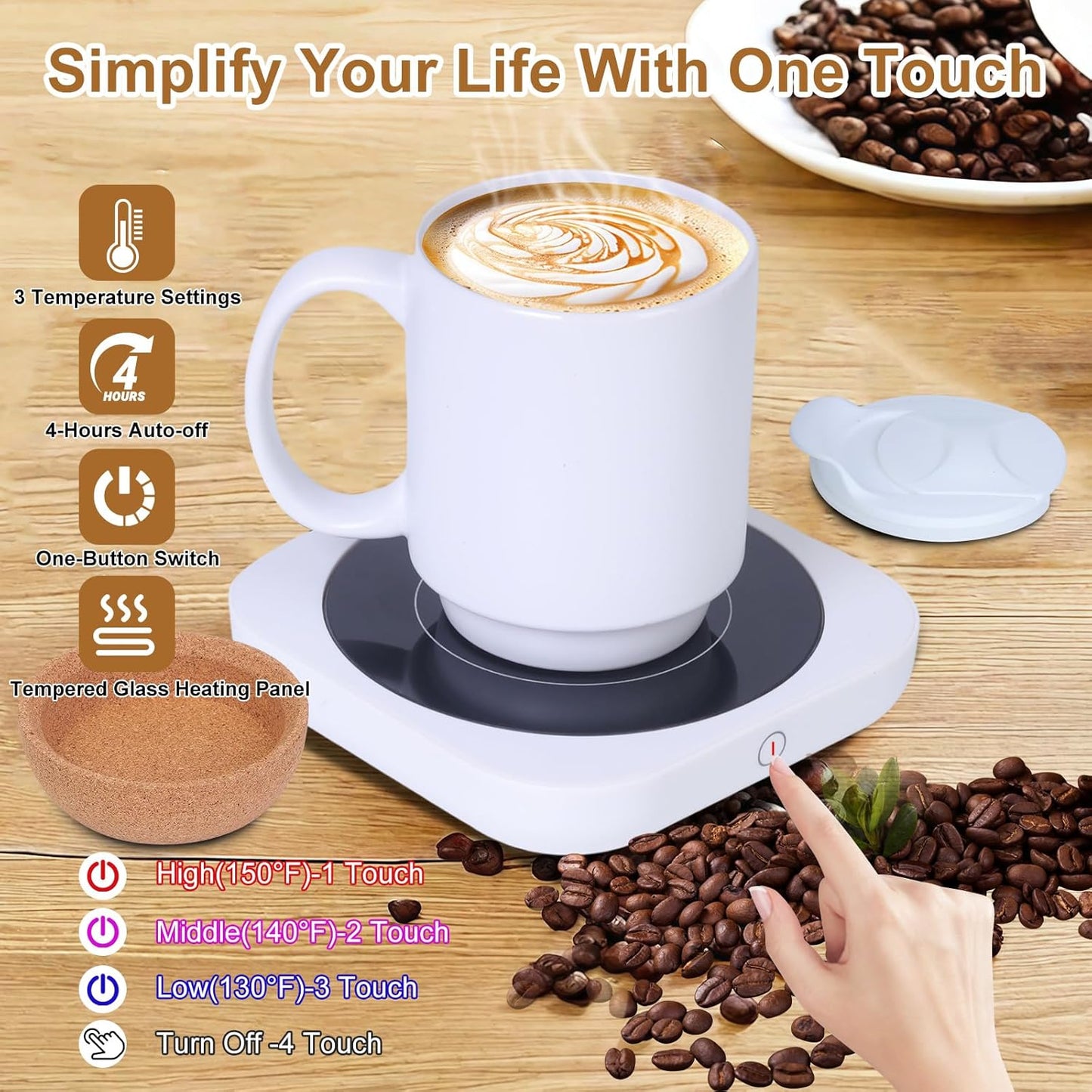 offee Mug Warmer & Mug Set for Desk, Electric Coffee Cup Warmer with Ceramic Mug, Smart Heated Coffee Mug with Auto Shut Off