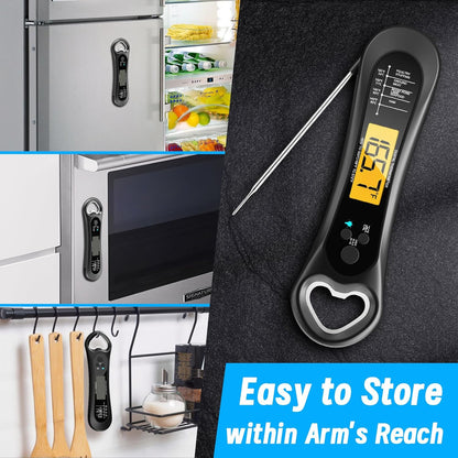 Digital Meat Thermometer for Cooking, Biison Wireless Instant Read Meat Thermometer Waterproof, Backlight